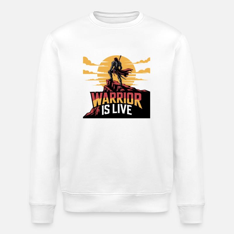 Warrior On Cliff Sunset - Stanley/Stella ROLLER Unisex Organic Sweatshirt - white