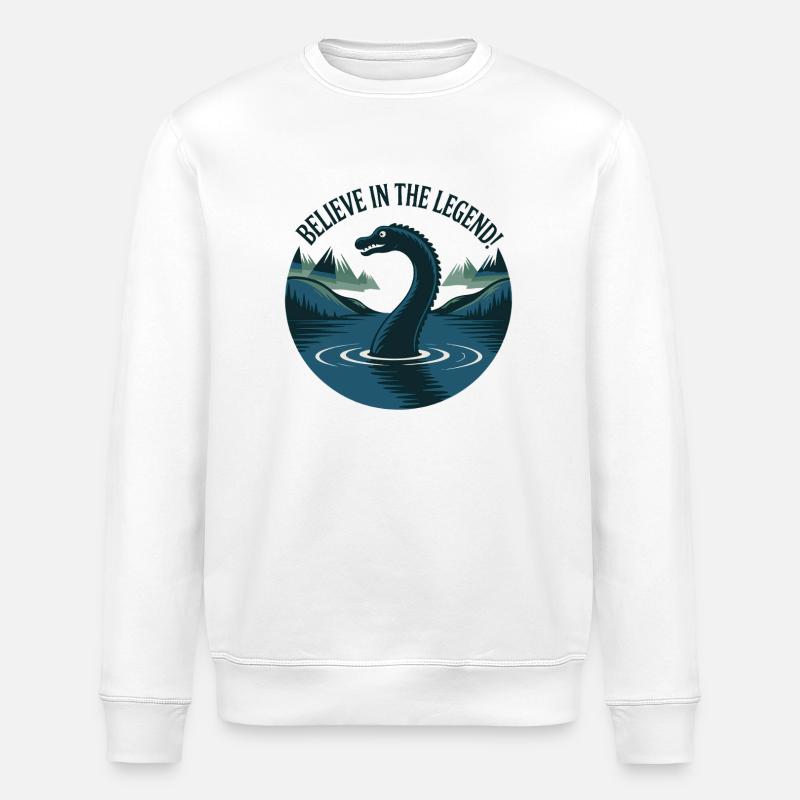 Glaube an die Legende Dinosauriersee - Stanley/Stella Unisex Bio-Sweatshirt ROLLER - Weiß
