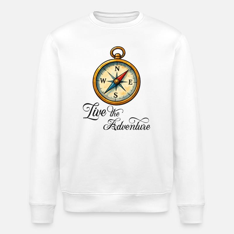 Kompassmotiv Live the Adventure - Stanley/Stella Unisex Bio-Sweatshirt ROLLER - Weiß