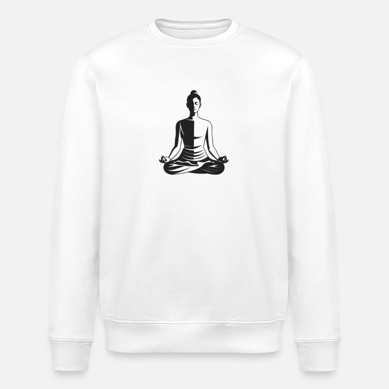 Meditation - Cooles Silhouetten-Logo - Stanley/Stella Unisex Bio-Sweatshirt ROLLER - Weiß