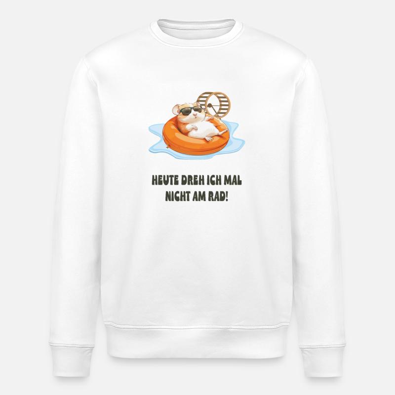 Hamster se relaxant dans la piscine - Sweat bio ROLLER Stanley/Stella Unisexe - blanc