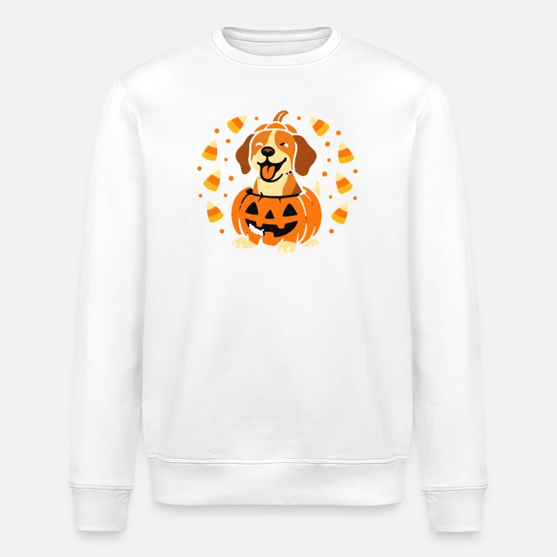 Chiot Halloween dans Citrouille Souriante - Sweat bio ROLLER Stanley/Stella Unisexe - blanc