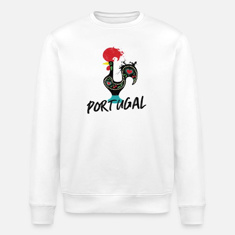 Barcelos Hahn, buntes Symbol Portugals - Stanley/Stella Unisex Bio-Sweatshirt ROLLER - Weiß