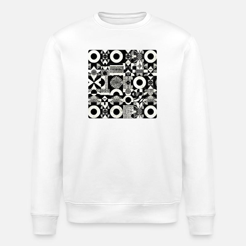 Abstract Black and White Pattern Geometry - Stanley/Stella ROLLER Unisex Organic Sweatshirt - white
