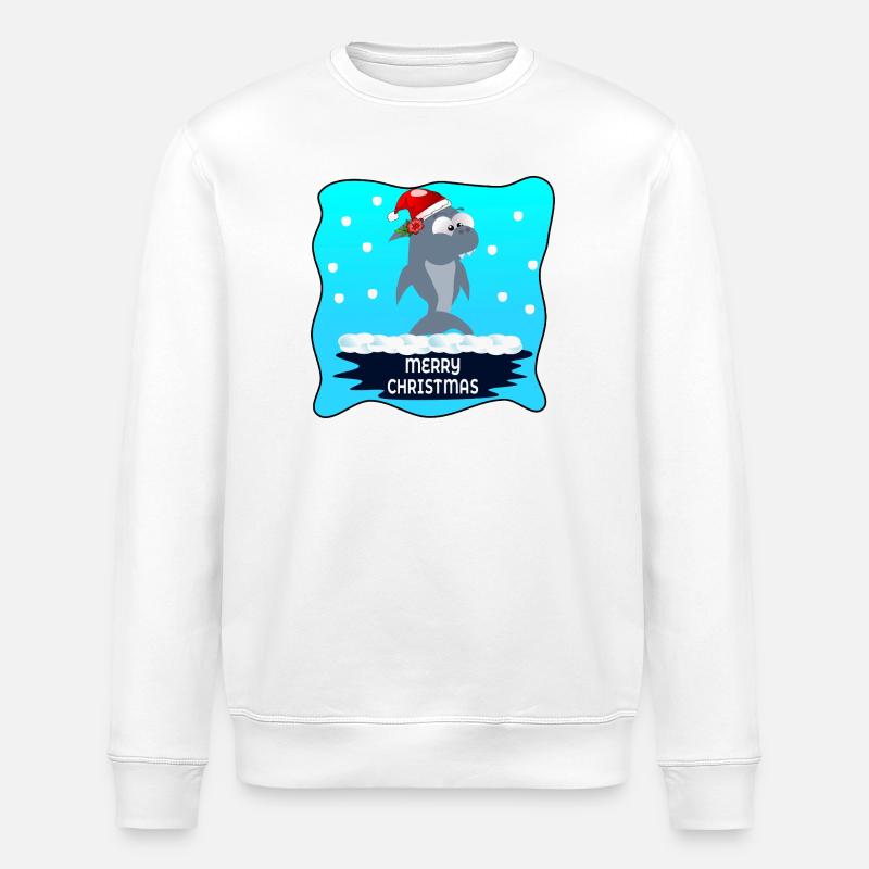 JOYEUX NOËL VOEUX REQUIN - Sweat bio ROLLER Stanley/Stella Unisexe - blanc