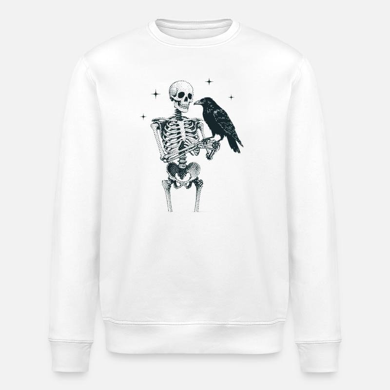 Squelette avec corbeau - Sweat bio ROLLER Stanley/Stella Unisexe - blanc
