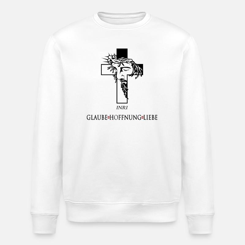 Jesus mit Dornenkrone - Stanley/Stella Unisex Bio-Sweatshirt ROLLER - Weiß