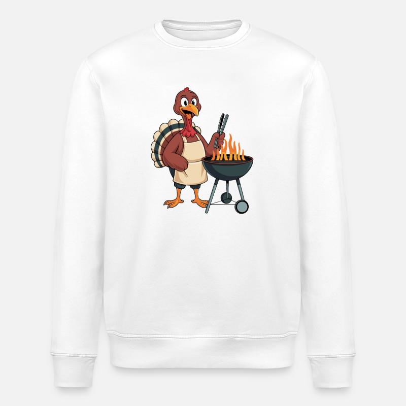 Lustiges Truthahn-Grill-Design - Stanley/Stella Unisex Bio-Sweatshirt ROLLER - Weiß