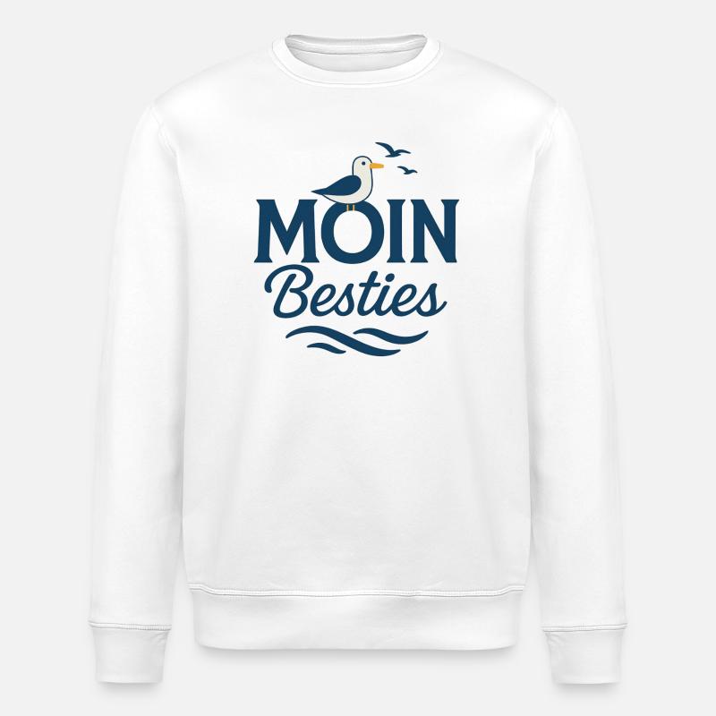 Moin Besties Meergruß - Stanley/Stella Unisex Bio-Sweatshirt ROLLER - Weiß