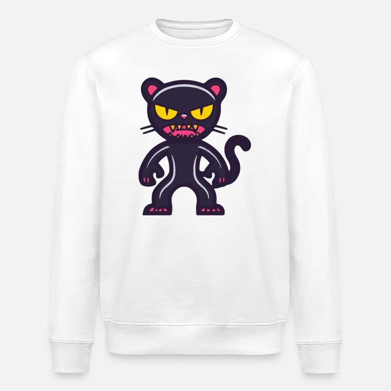 Panther Halloween Comic Funny - Stanley/Stella ROLLER Unisex Organic Sweatshirt - white