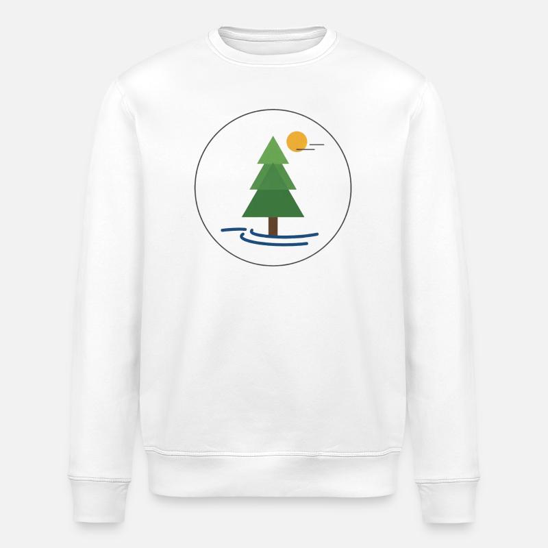 arbre forestier géométrique avec soleil - Sweat bio ROLLER Stanley/Stella Unisexe - blanc