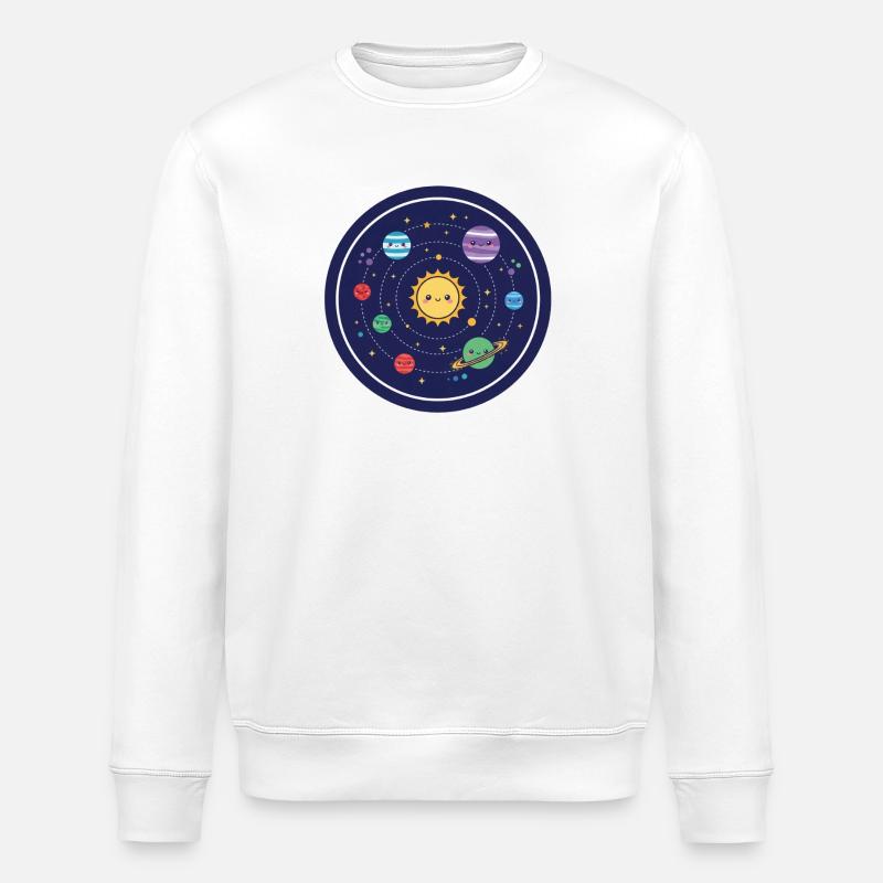 Fröhliches Sonnensystem Design - Stanley/Stella Unisex Bio-Sweatshirt ROLLER - Weiß