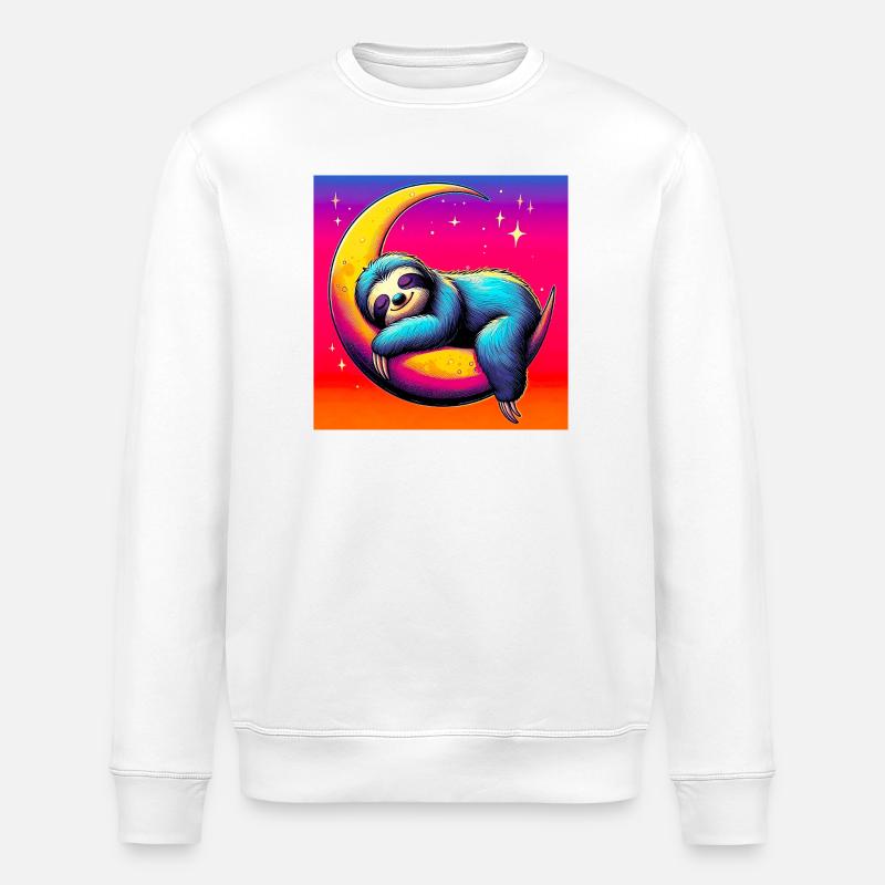 Sloth sleeps on the Moon - Stanley/Stella ROLLER Unisex Organic Sweatshirt - white