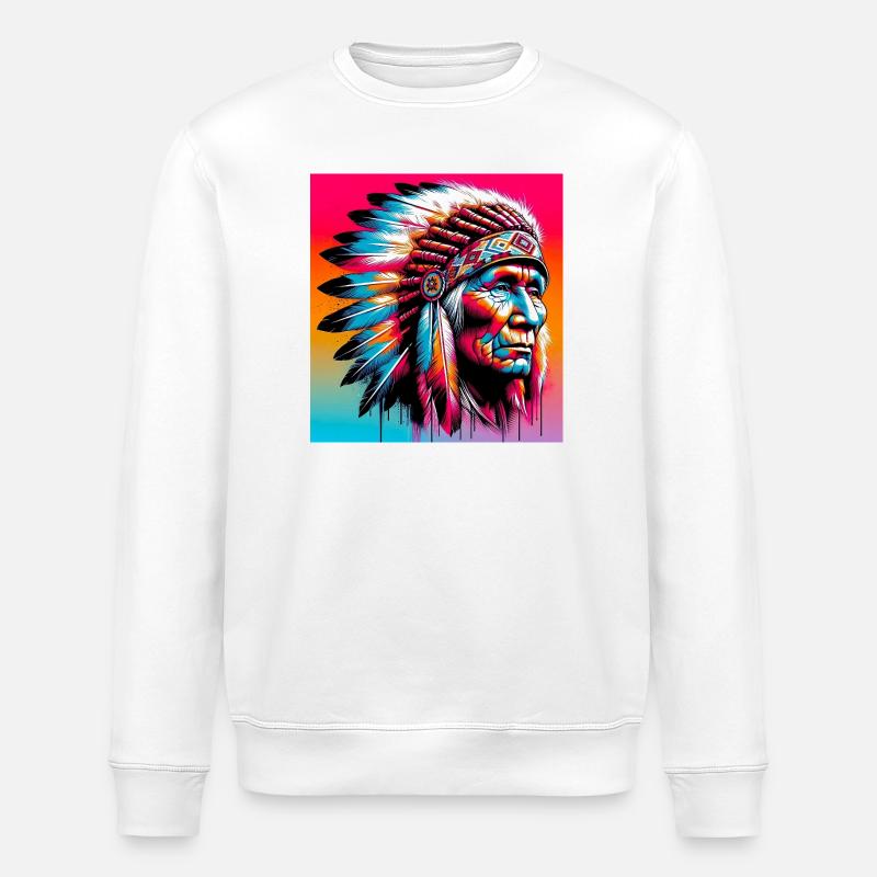 Amérindien Américain - Sweat bio ROLLER Stanley/Stella Unisexe - blanc