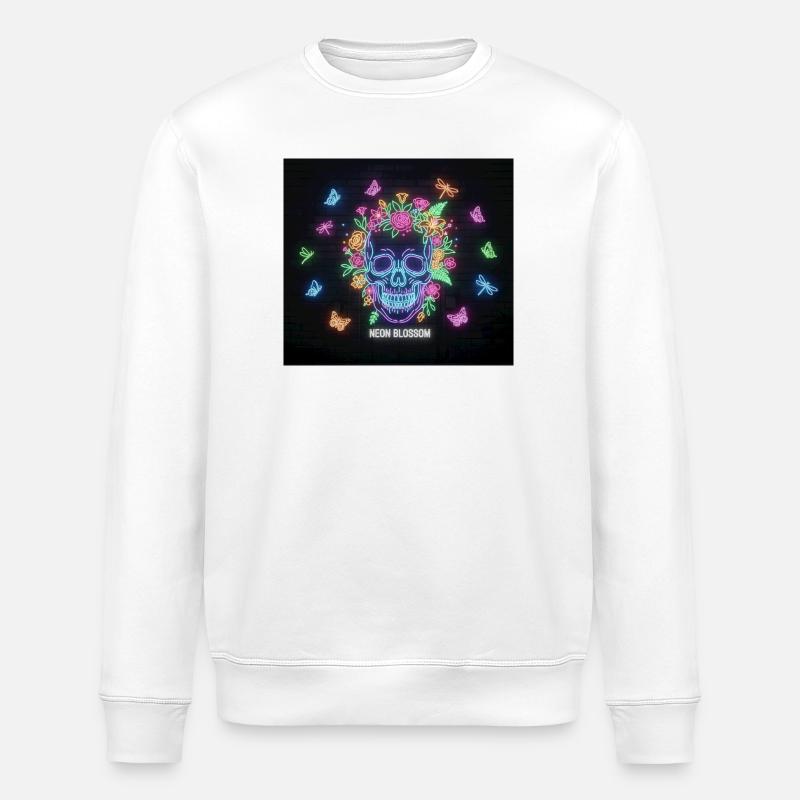 Neonblossom Totenkopf Design - Stanley/Stella Unisex Bio-Sweatshirt ROLLER - Weiß