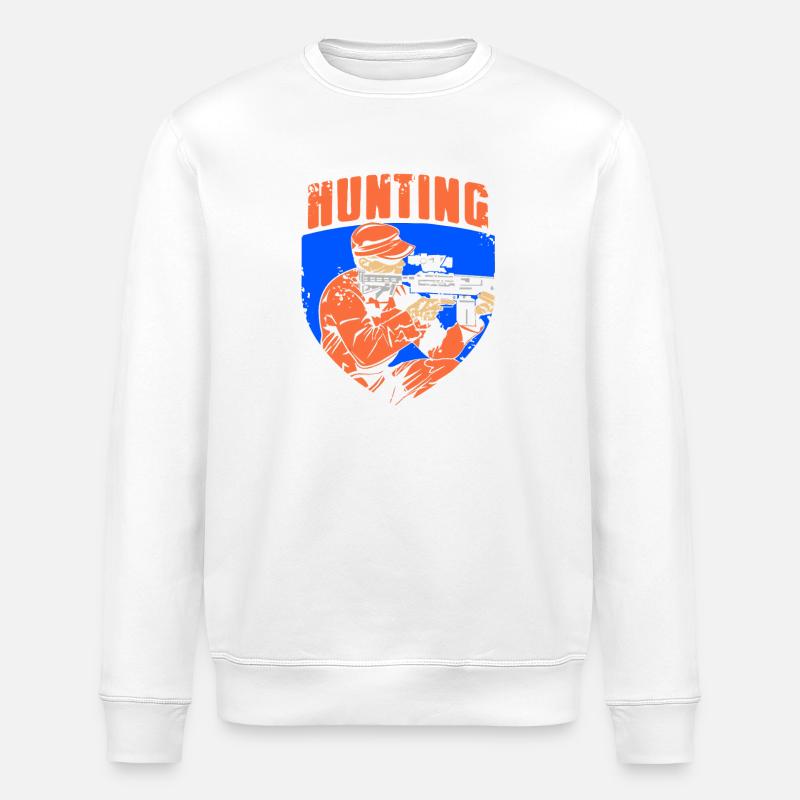 Hunter Aiming Badge Tactical Shooting Style - Stanley/Stella ROLLER Unisex Organic Sweatshirt - white