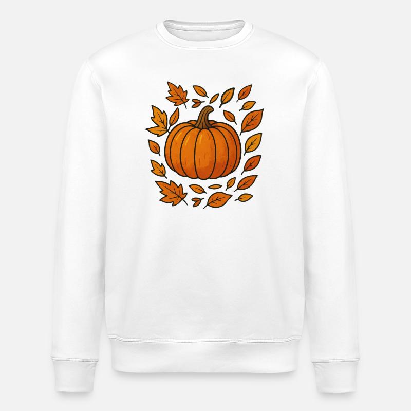 Herbstlicher Kürbiskranz - Stanley/Stella Unisex Bio-Sweatshirt ROLLER - Weiß