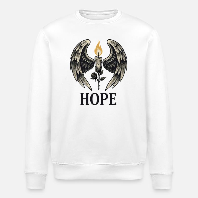 Bougie d’espoir avec ailes d’ange - Sweat bio ROLLER Stanley/Stella Unisexe - blanc