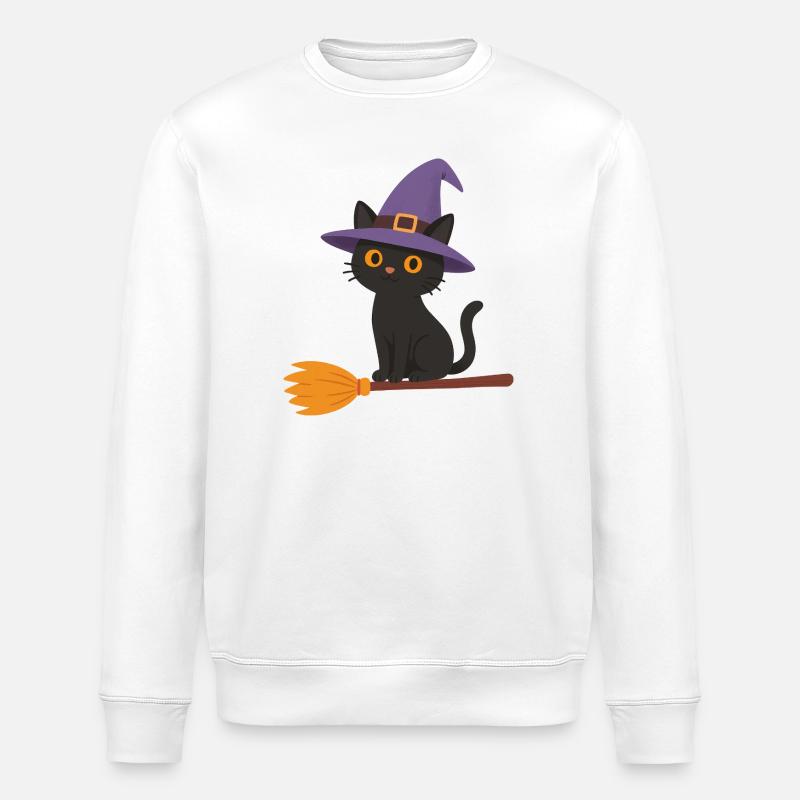 Witch on a Broom - Stanley/Stella ROLLER Unisex Organic Sweatshirt - white