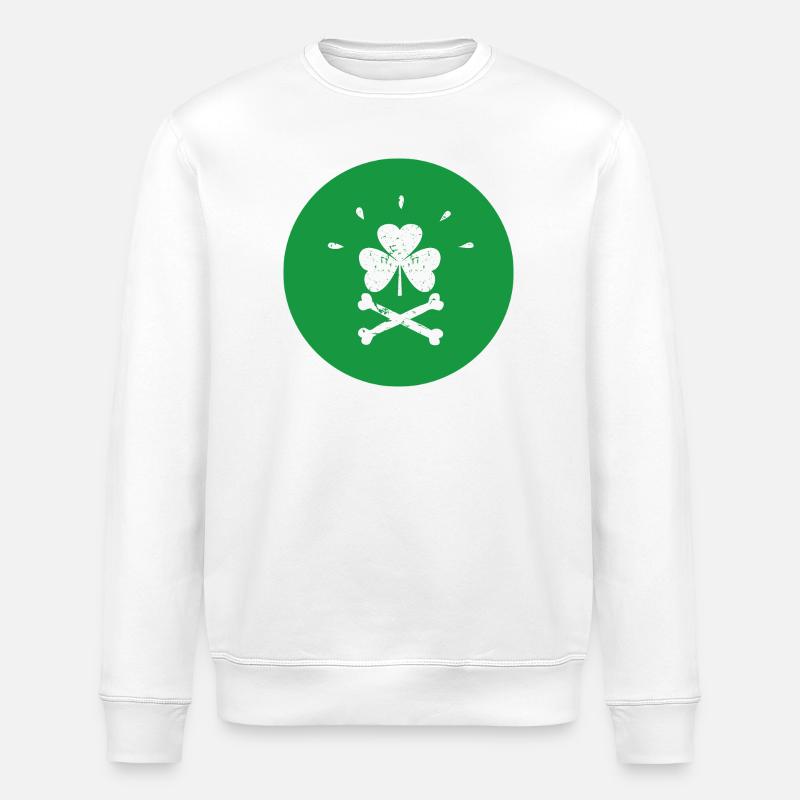 Joyeuse Roger Shamrock Saint-Patrick - Sweat bio ROLLER Stanley/Stella Unisexe - blanc