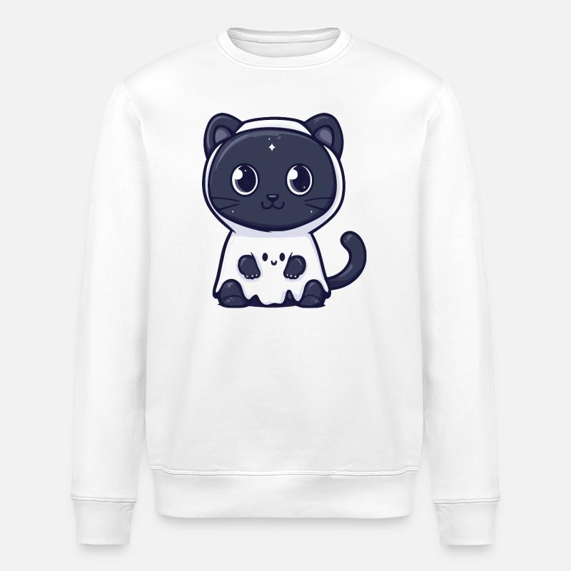 Panther Halloween Ghost - Stanley/Stella ROLLER Unisex Organic Sweatshirt - white