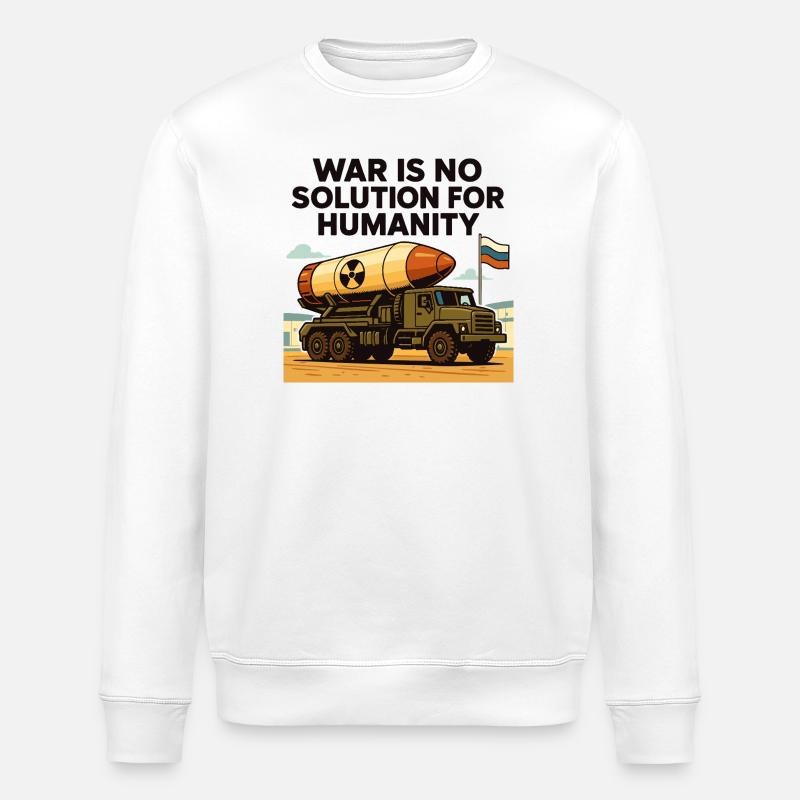La guerre n’est pas une solution - Sweat bio ROLLER Stanley/Stella Unisexe - blanc