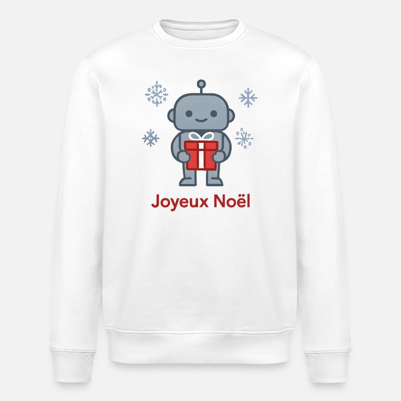 Robot de Noël au Cadeau Rouge - Sweat bio ROLLER Stanley/Stella Unisexe - blanc