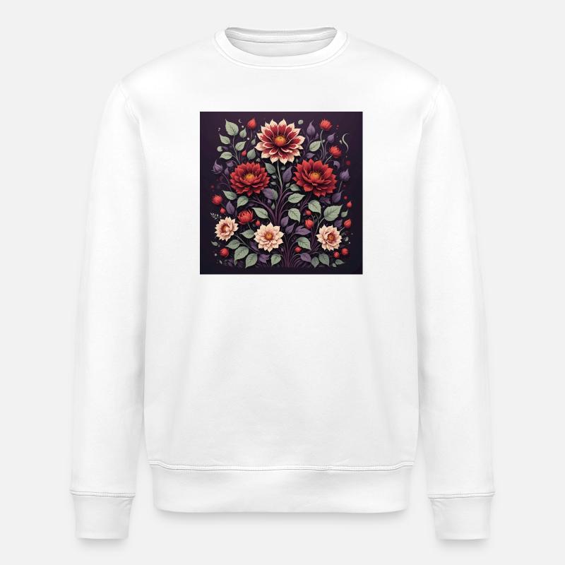 Lila Nachtblumen - Stanley/Stella Unisex Bio-Sweatshirt ROLLER - Weiß