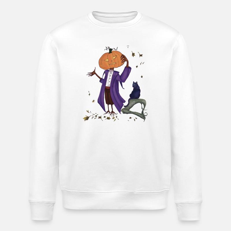 Dashing pumpkin in Purple Coat - Stanley/Stella ROLLER Unisex Organic Sweatshirt - white