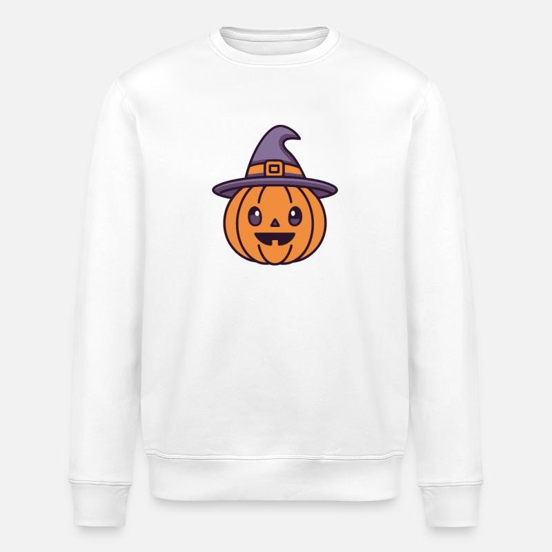 Kürbishexe mit Hut - Stanley/Stella Unisex Bio-Sweatshirt ROLLER - Weiß