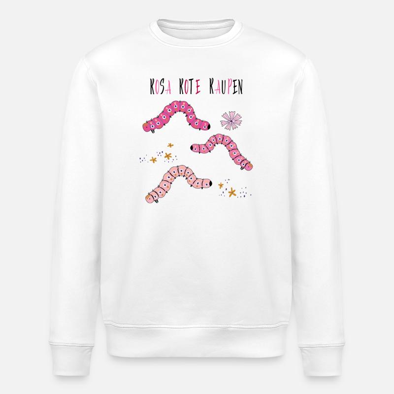 Chenilles roses rouges - Sweat bio ROLLER Stanley/Stella Unisexe - blanc