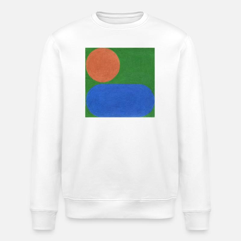 Orange Circle and Blue Rectangle - Stanley/Stella ROLLER Unisex Organic Sweatshirt - white