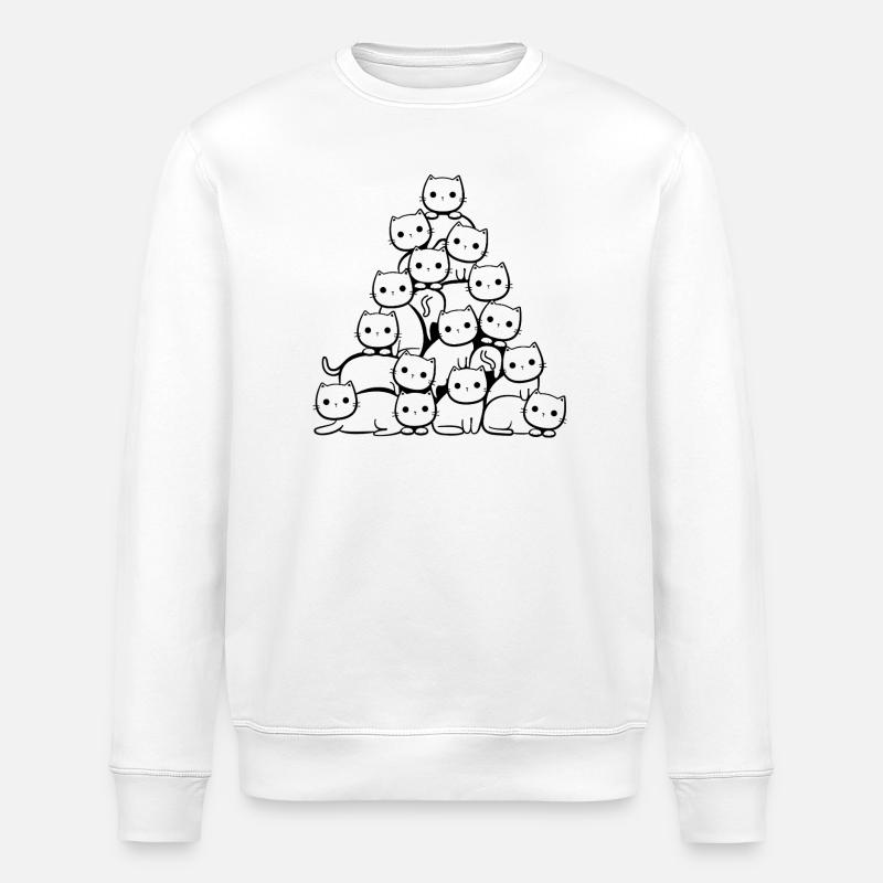 Katzen Weihnachtsbaum - Stanley/Stella Unisex Bio-Sweatshirt ROLLER - Weiß