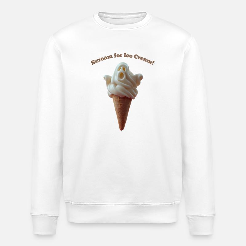 Cri pour IceCream Ghost - Sweat bio ROLLER Stanley/Stella Unisexe - blanc