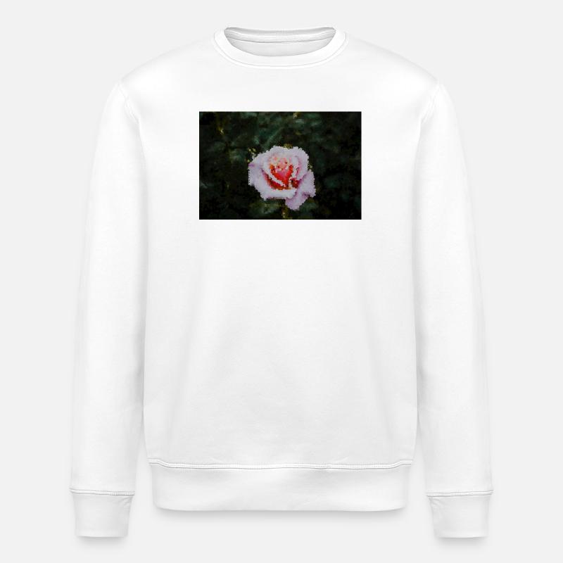 Rosen-Aquarell im Pixelstil - Stanley/Stella Unisex Bio-Sweatshirt ROLLER - Weiß