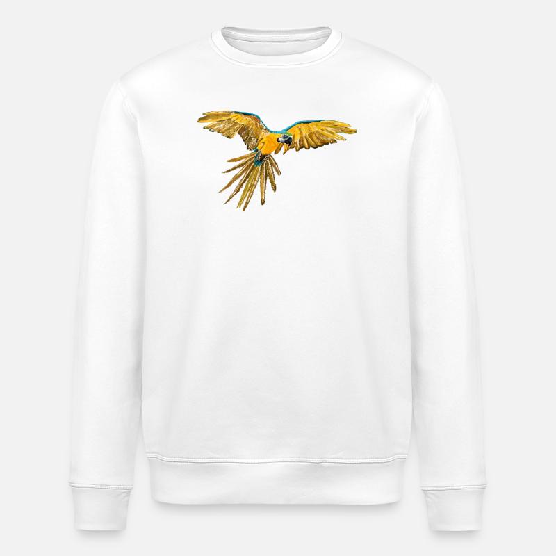 Vol perroquet jaune-bleu - Sweat bio ROLLER Stanley/Stella Unisexe - blanc