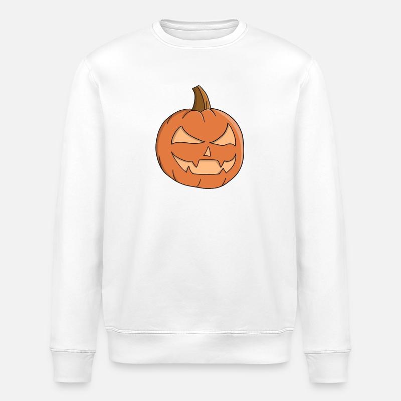 Midnight Jack-O-Lantern Grin - Stanley/Stella ROLLER Unisex Organic Sweatshirt - white