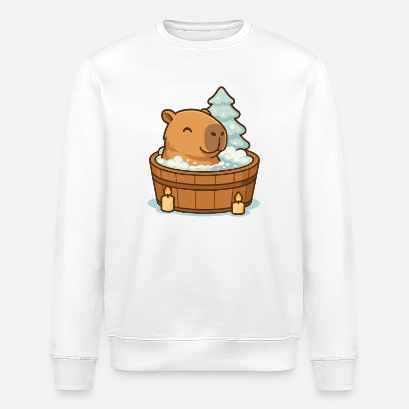 ✨ Wellness Capybara – Cozy Weihnachtszeit - Stanley/Stella Unisex Bio-Sweatshirt ROLLER - Weiß
