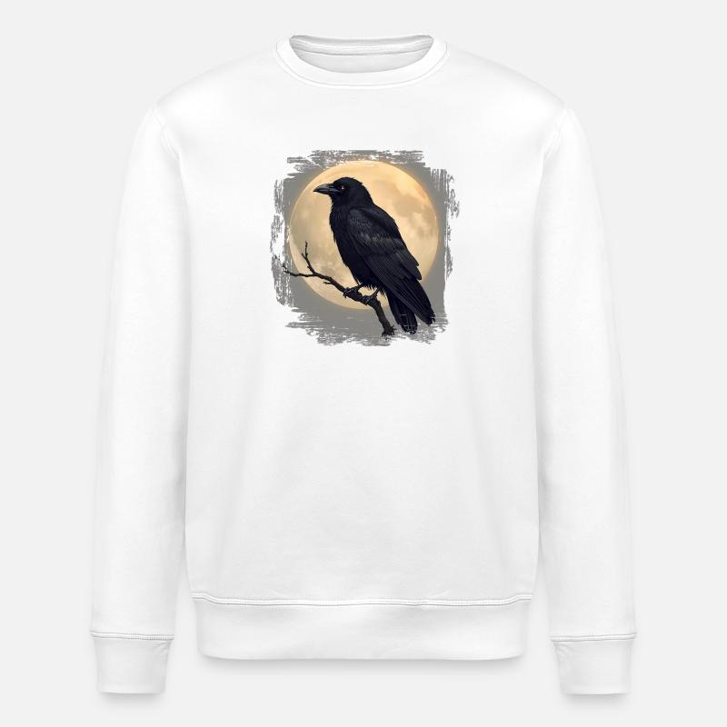 Dark Raven before Full Moon - Stanley/Stella ROLLER Unisex Organic Sweatshirt - white