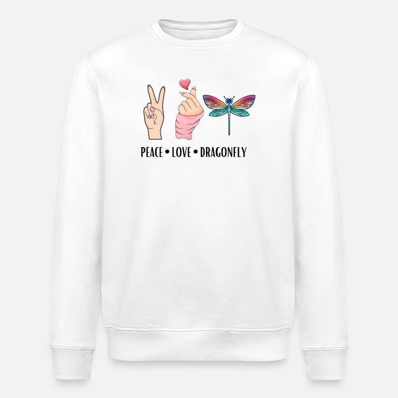 Libellule paix Amour Et Libellules - Sweat bio ROLLER Stanley/Stella Unisexe - blanc