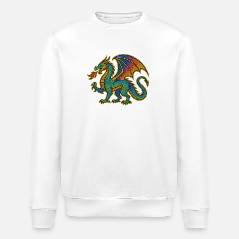 Imprimé dragon arc-en-ciel - Sweat bio ROLLER Stanley/Stella Unisexe - blanc