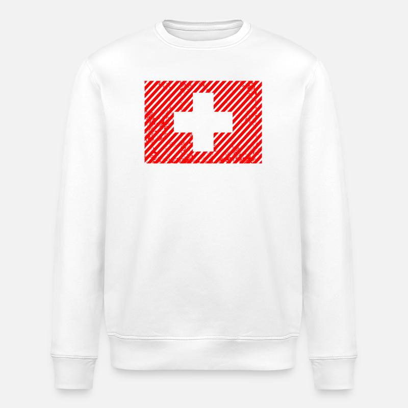 Drapeau suisse rétro - Sweat bio ROLLER Stanley/Stella Unisexe - blanc
