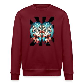 60er Retro Katzen Katze - Stanley/Stella Unisex Bio-Sweatshirt ROLLER - Weiß - Vorne - Nik (191cm)