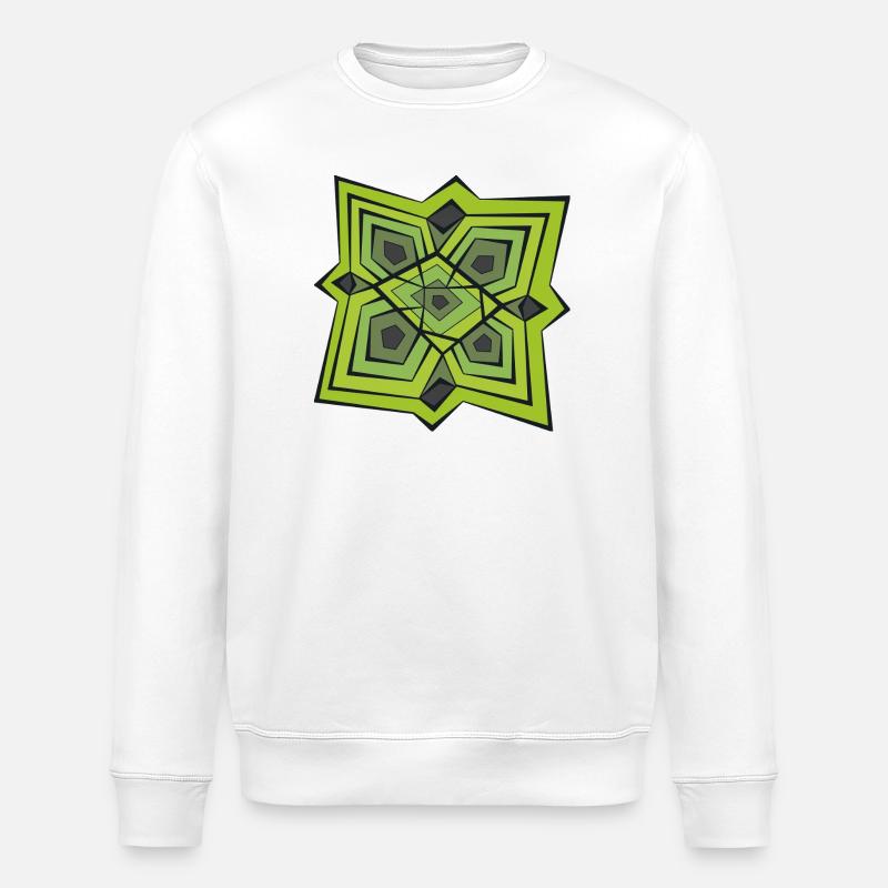 Géométrie Mandala Vert - Sweat bio ROLLER Stanley/Stella Unisexe - blanc