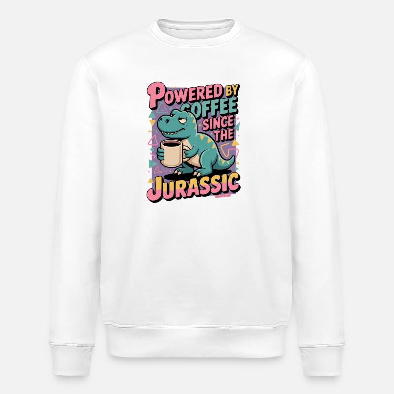 Dino Kaffee Humor - Stanley/Stella Unisex Bio-Sweatshirt ROLLER - Weiß