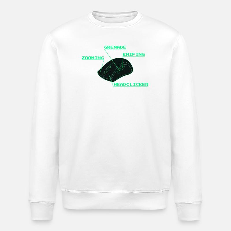 Headclicker Gaming Blueprint Neon Design - Stanley/Stella ROLLER Unisex Organic Sweatshirt - white