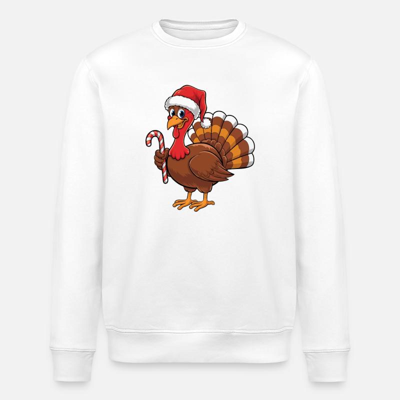 Dinde déguisée en homme de Noël - Sweat bio ROLLER Stanley/Stella Unisexe - blanc