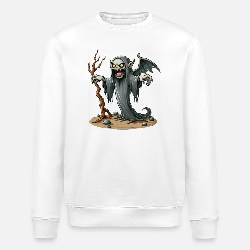 Sensenmann-Banshee auf der Erde - Stanley/Stella Unisex Bio-Sweatshirt ROLLER - Weiß