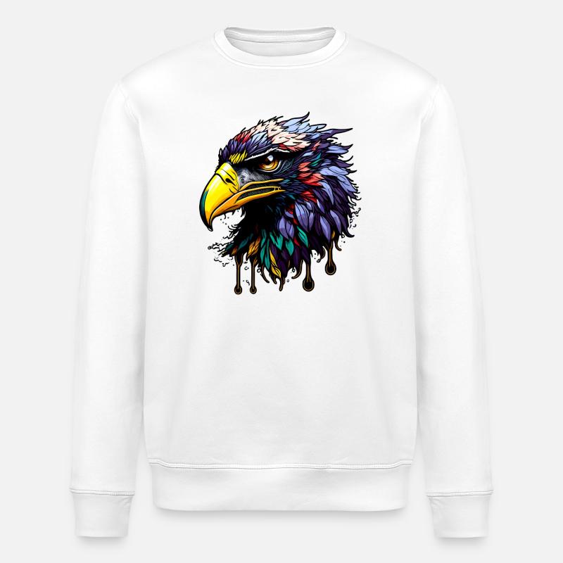 Bunter Adler mit hellen Federn - Stanley/Stella Unisex Bio-Sweatshirt ROLLER - Weiß