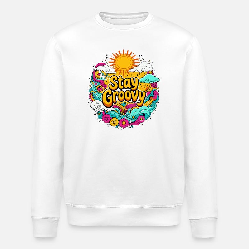 Psychedelic Retro - Stanley/Stella ROLLER Unisex Organic Sweatshirt - white
